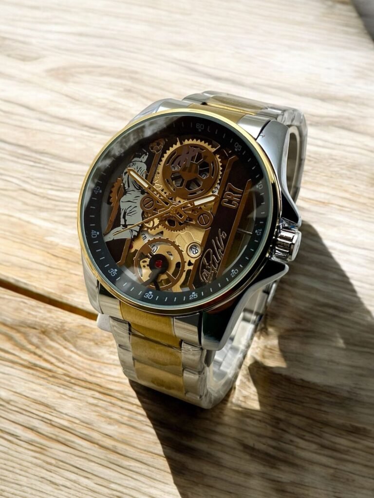 HUBLOT CR-7 SKELETON DESIGN CHAIN - SILVER GOLDEN & BLACK - IW_89288-7
